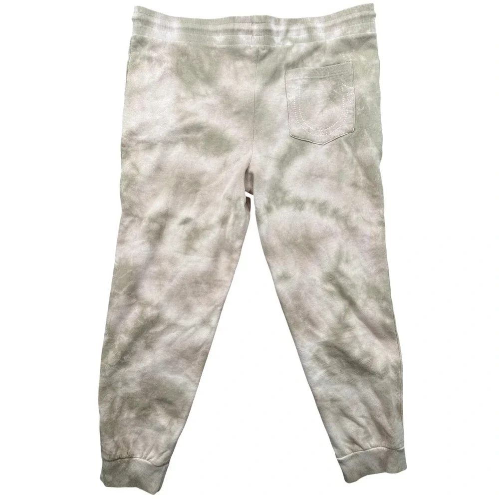 True Religion Mens Logo Core Jogger Sweatpants XXL Fog Beige Fleece NWT